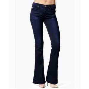 7 For All Mankind Slim Trouser Mid-Rise Flare Jeans Dark Rinse Size 28